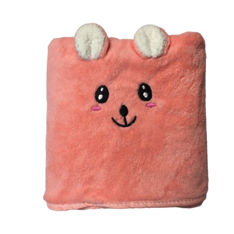 Handuk Bayi Microfiber Sarang Lebah Super Lembut Karakter Bordir Anak 60x120 Baby Towel-BABY PINK