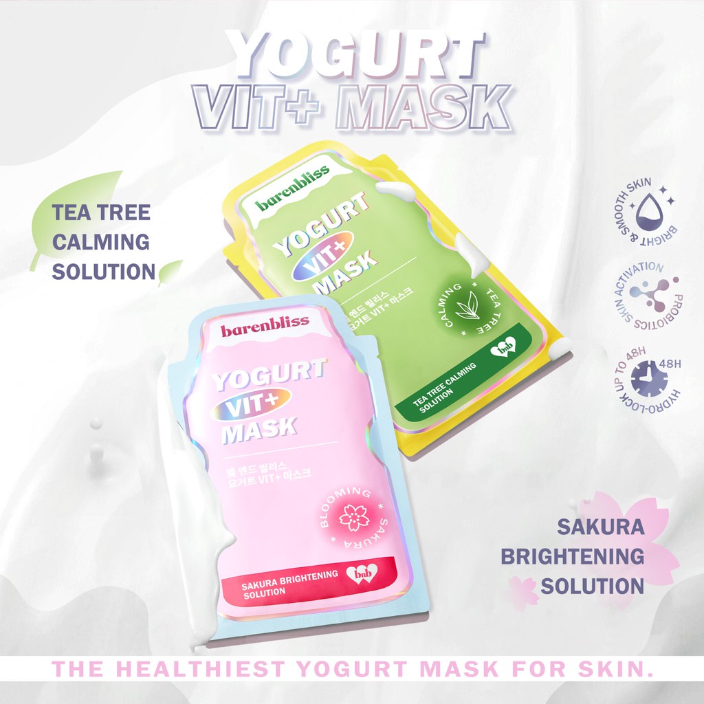 Bnb Barenbliss Yogurt Vit+ Mask - Calming Sheet Mask Korea Essence Serum Masker Wajah Skincare 25ml