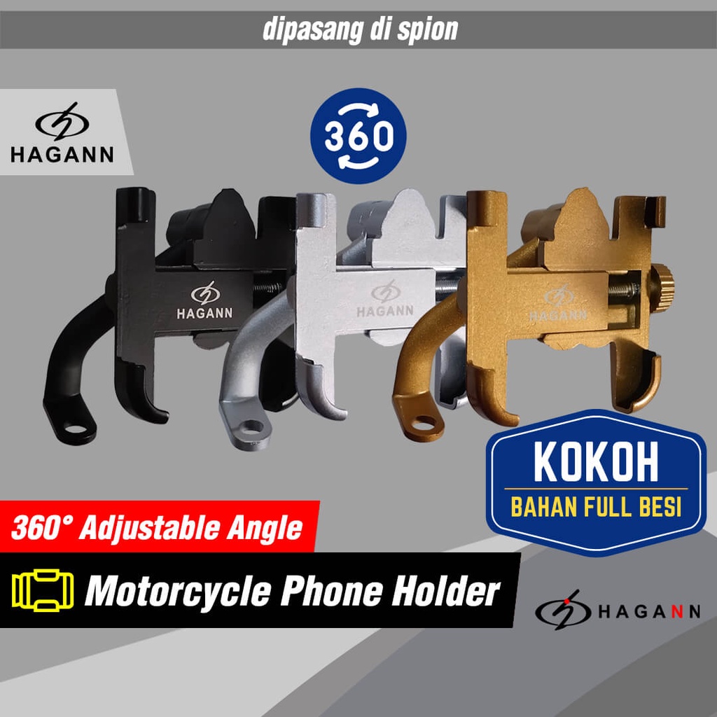 HAGANN SHO-1001 Holder HP Motor Besi | Phone Stand Tempat Di Spion | Dudukan Handphone Untuk Motor – Garansi 1 Tahun