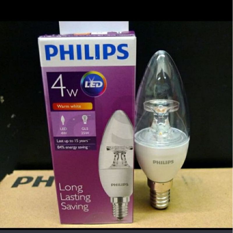 lampu led candle philips 4w 4 watt e14 lampu candle led