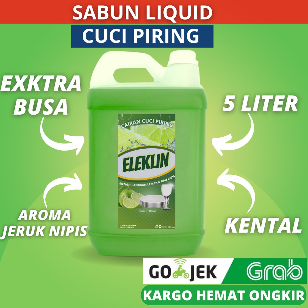 Sabun Cuci Piring Cair Liquid Eleklin Literan Murah Ekonomi Jeruk Nipis Biang Busa Botol Kosentrat B