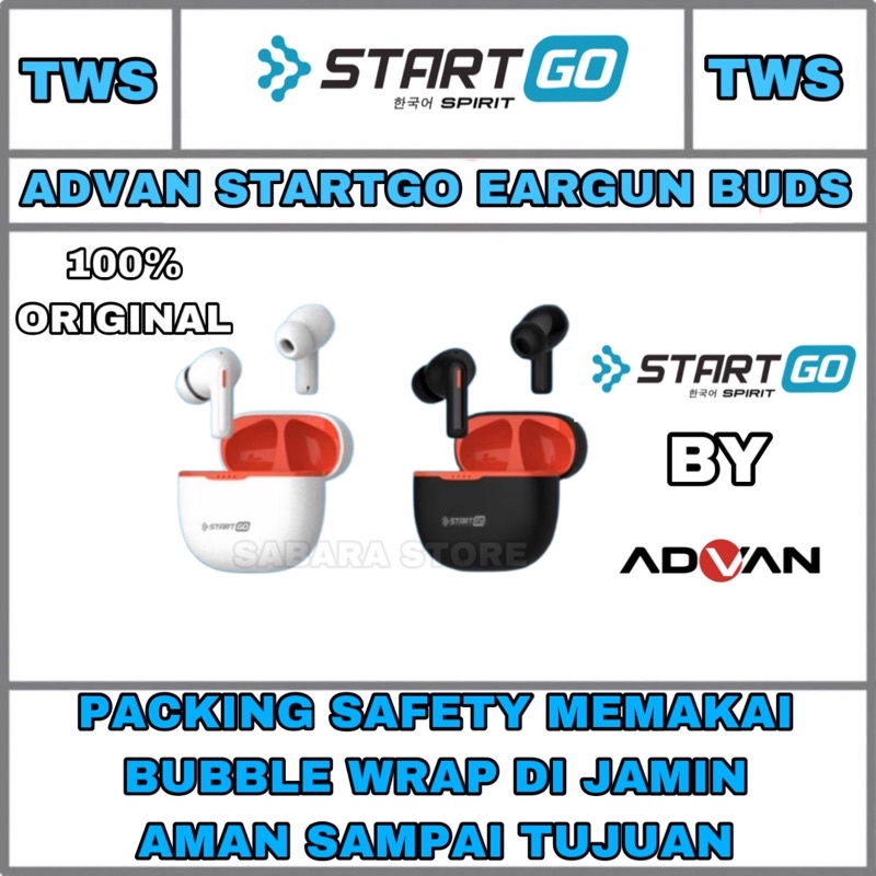 TWS Bluetooth Advan Startgo Eargun Buds TWS Bluetooth Wireless Eraphone Headset Resmi