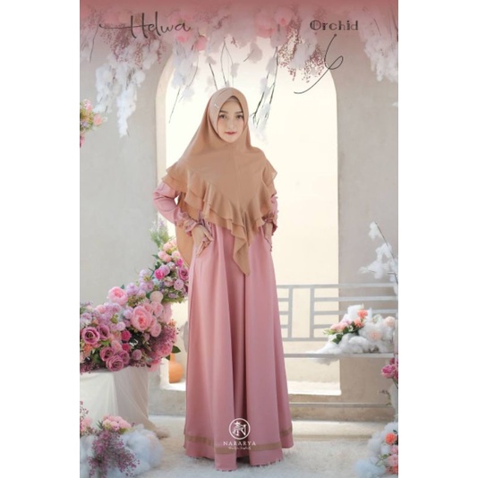 Gamis helwa Nararya grosir premium // gamis helwa Nararya // gamis twotone helwa