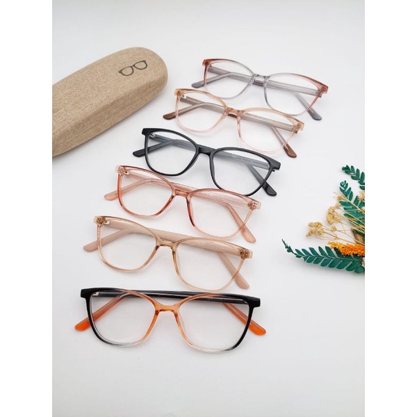 Kacamata/Frame Cat Eye Wanita 1062 Size 52-15-140 Paket lens radiasi photocromic mines silinder plus