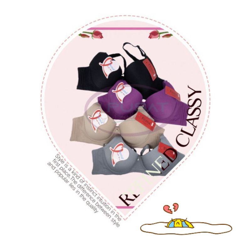 BH BRA FEMA WANITA CEWEK PREMIUM MOTIF PORI BUSA KAWAT PENGAIT 3 CUP BESAR IMPORT 9004 NYAMAN DIPAKA