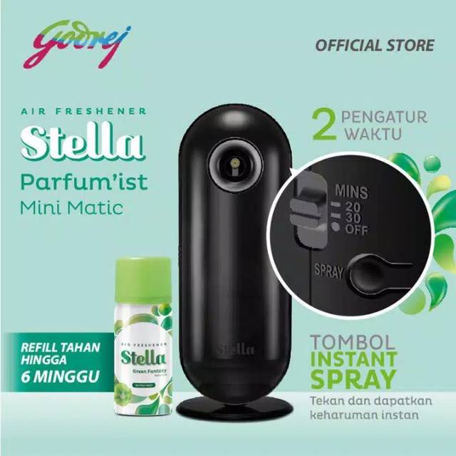 STELLA MINI MATIC ALAT GREEN FANTASY gratis baterai+refill