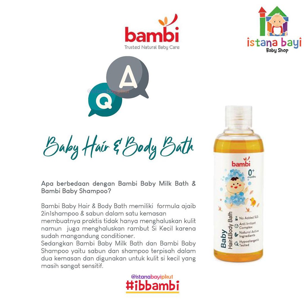 Bambi Baby Hair n Body Bath 2in1 Pump 500ml - Sabun Shampoo Bayi