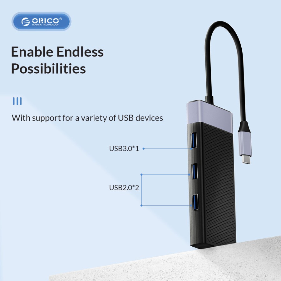 ORICO MDK-10P 10In1 Type C Hub HDMI VGA USB 3.0 2.0 PD RJ45 SD TF AUX