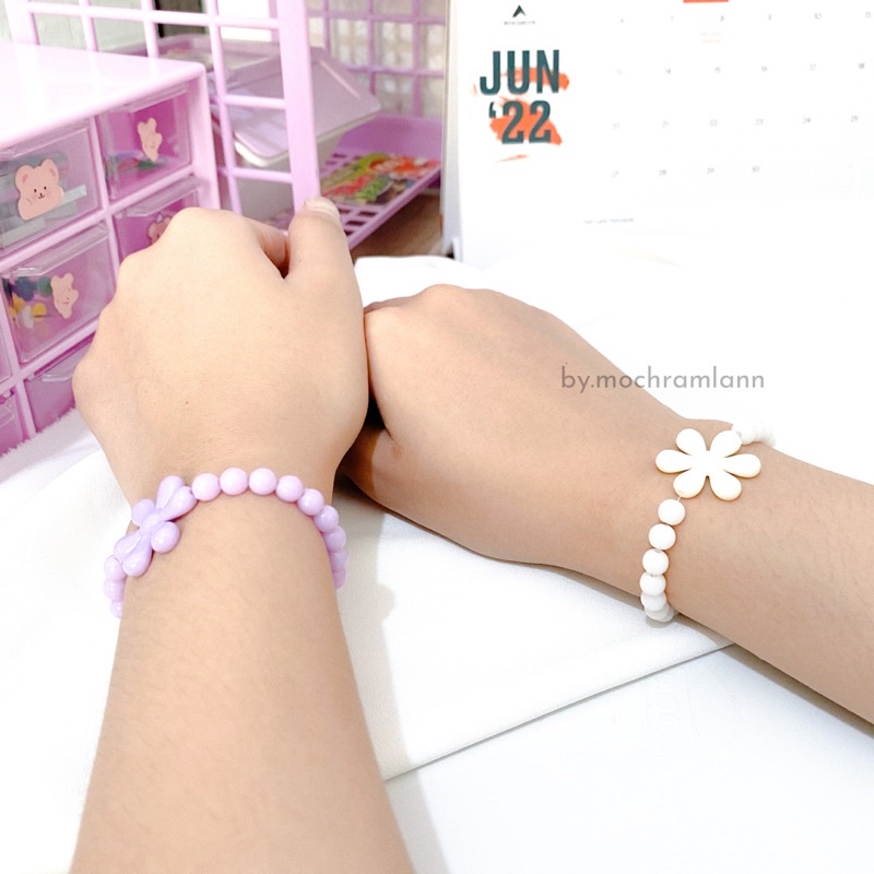 GELANG MANIK BUNGA PASTEL / GELANG MANIK KOREA / GELANG BUNGA PASTEL COLORFUL