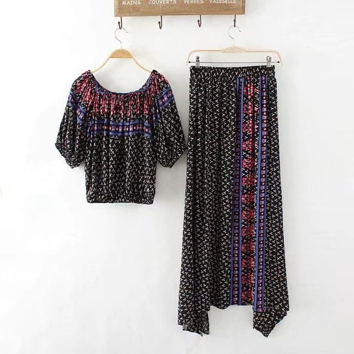 Murah sexy long dress maxi boho bohemian sabrina pantai putih korea import