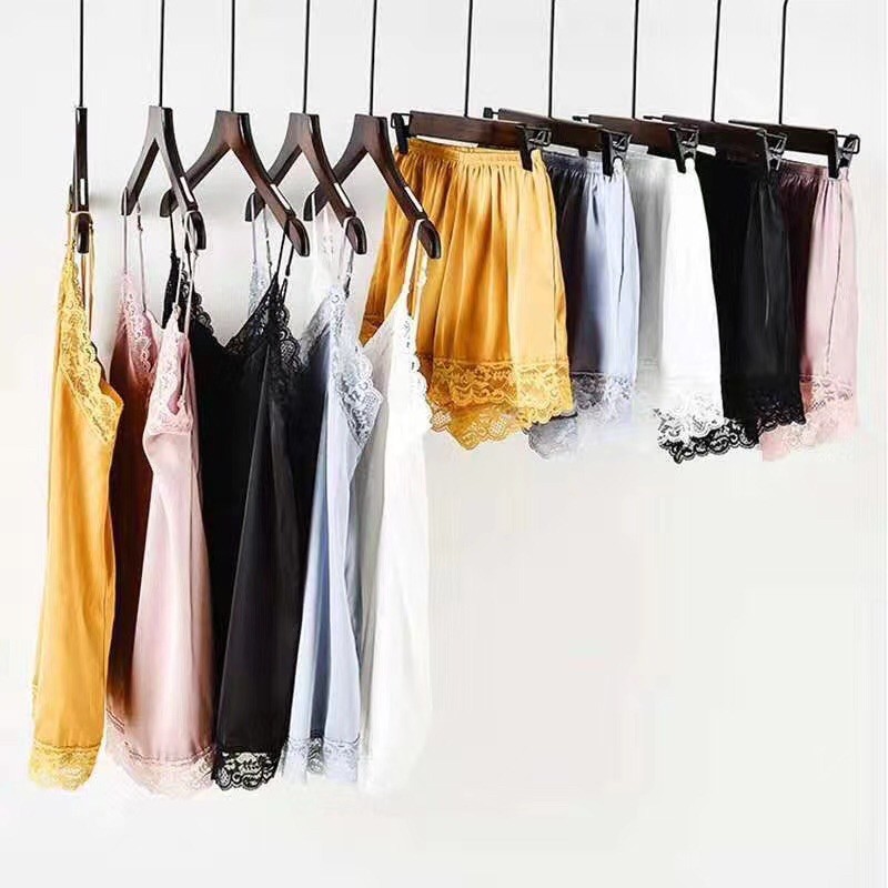 Setelan Piyama Baju Tidur Wanita Camisole Silk Satin 085 085 Polos Elegan Adem Silky Premium Quality-6