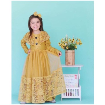 FATIHA DRESS KIDS BO Baju Gamis Brukat Anak Perempuan TANGGUNG Model Terbaru 2022 WARNA LILAC Baju A