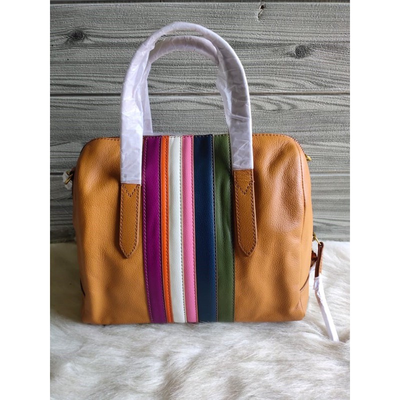 Ready F0sslL Sydney satchel navy Multi Stripe brown | tas kerja | tas branded