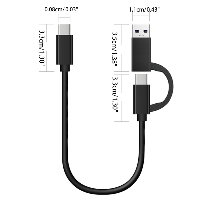 Zzz 2 in 1 Kabel Data / Charger USB 3.0 Tipe C Ke Tipe-C 10Gbps Panjang 30cm