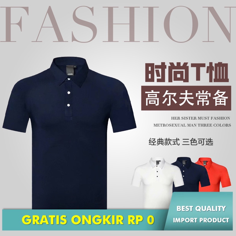 Kaos Polo pendek Lengan T- Golf Kasual Pria Luar Sport Polo Shirt Import