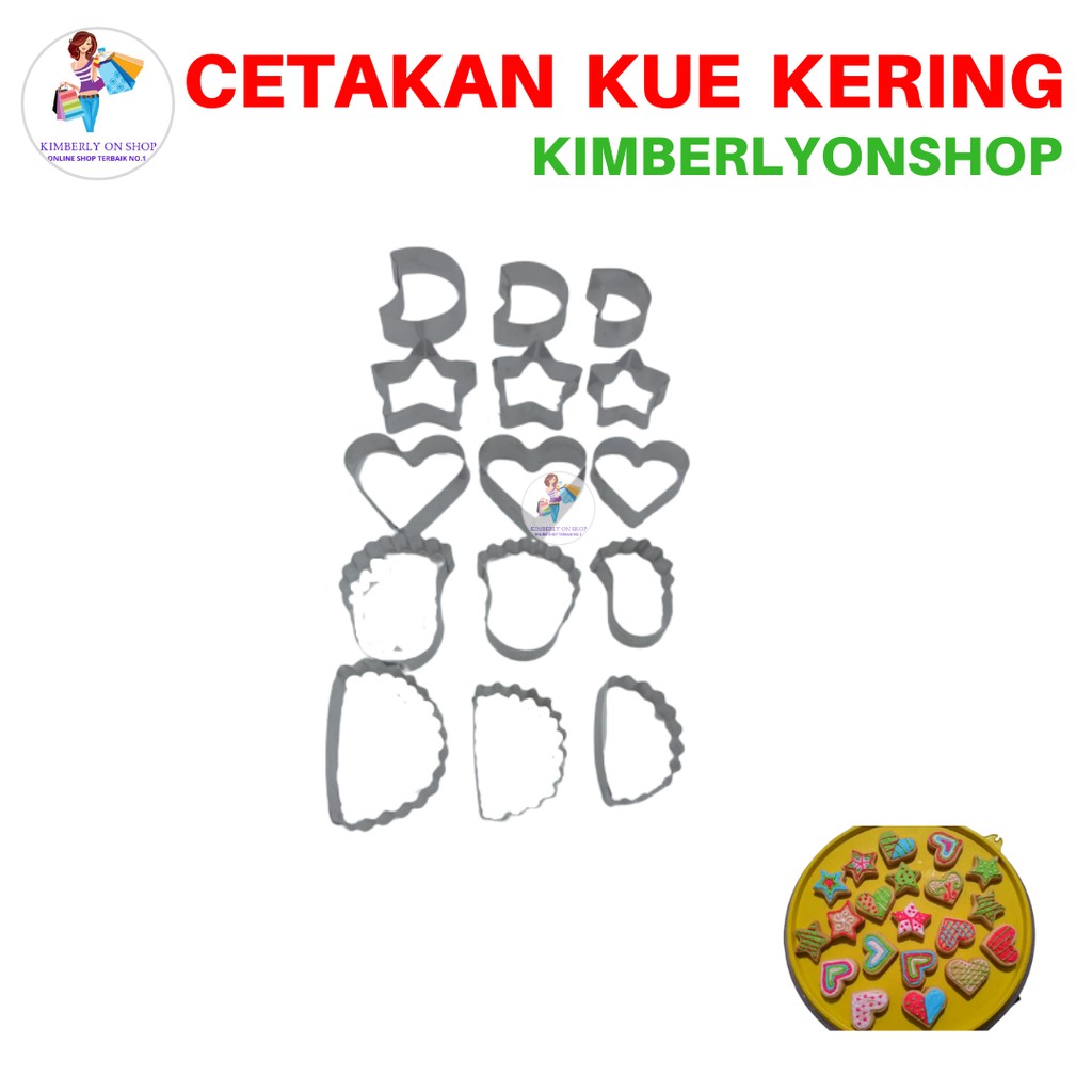 Kimberlyonshop Cetakan Kue Kering Set 1 Pak isi 15 Pcs