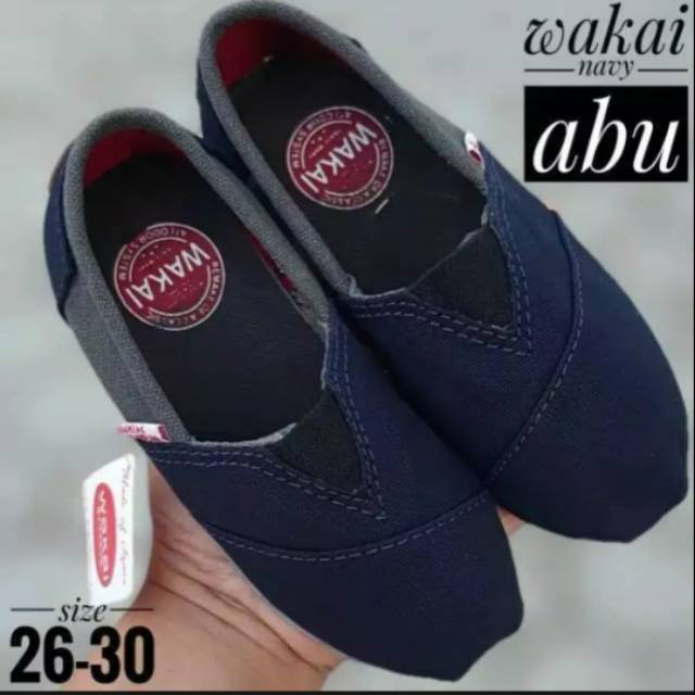 New sLip on wakai Anak/slip on unisex nAvi abu terlaris