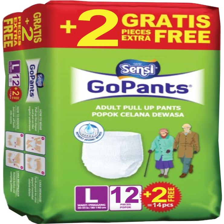 GOPANTS popok dewasa / Adult Diapers Pants S18 M15 L12 XL9 - pempers dewasa celana