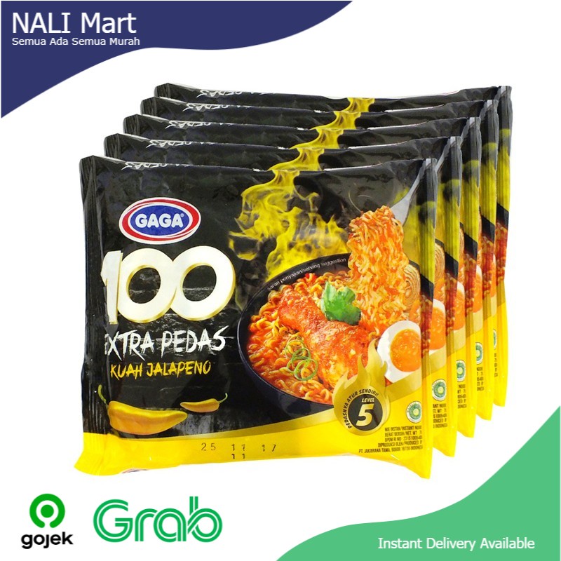 

5 Pcs - MIE INSTANT GAGA 100 75GR KUAH JALAPENO EXTRA PEDAS MAJU BERSAMA