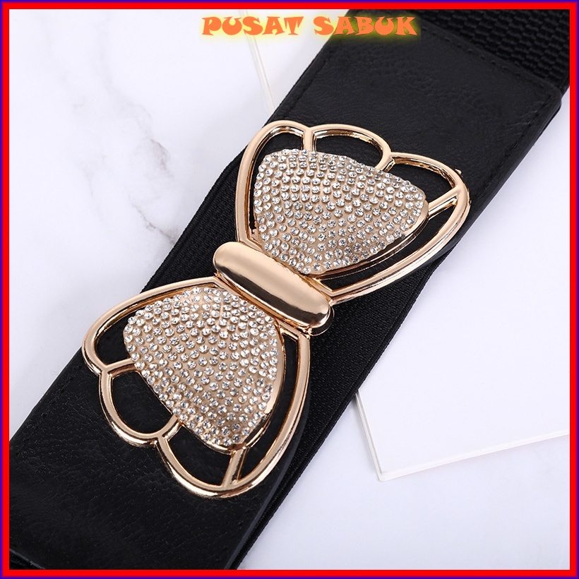 Belt Ikat Pinggang Gesper Wanita Lebar Sabuk Cewek Korea Obi Karet Elastis Gasper besar Hitam Fashion Cantik Murah Jumbo Women Praktis Aksesoris Emas Mewah Pingang Kupu Grosir Melar Blet Kekinian Big Size Ramping Karet Waist Waistband Besar GOld cm Hitam