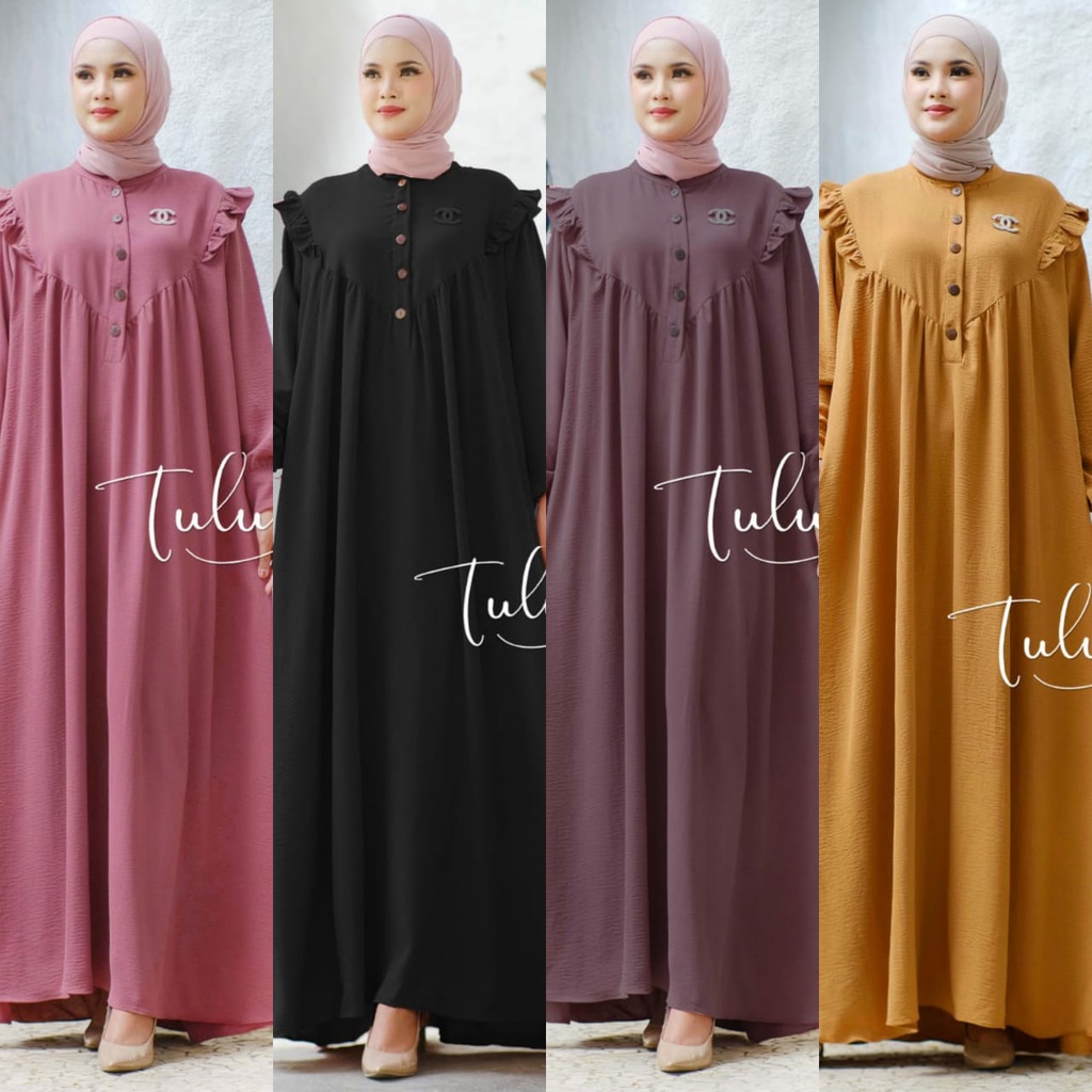 Tulus Signature Afwa Dess / Maxy Dress Wanita Muslim Kekinian Jumbo Crinkle Airflow Import Premium M