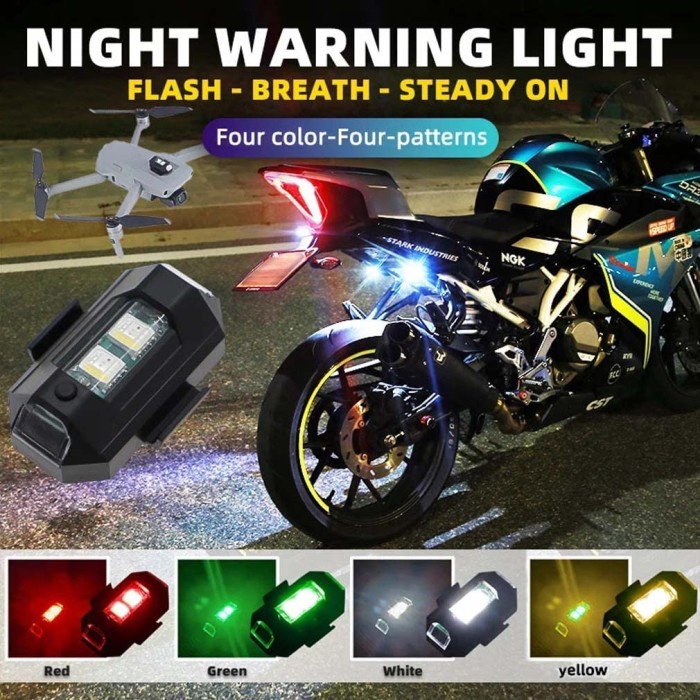 Motorcycle Airplane Light Rechargeable LED Bicycle Taillight Lights 3/4/7 Colors Waterproof Cycling Bike Strobe Warning Light Flashing