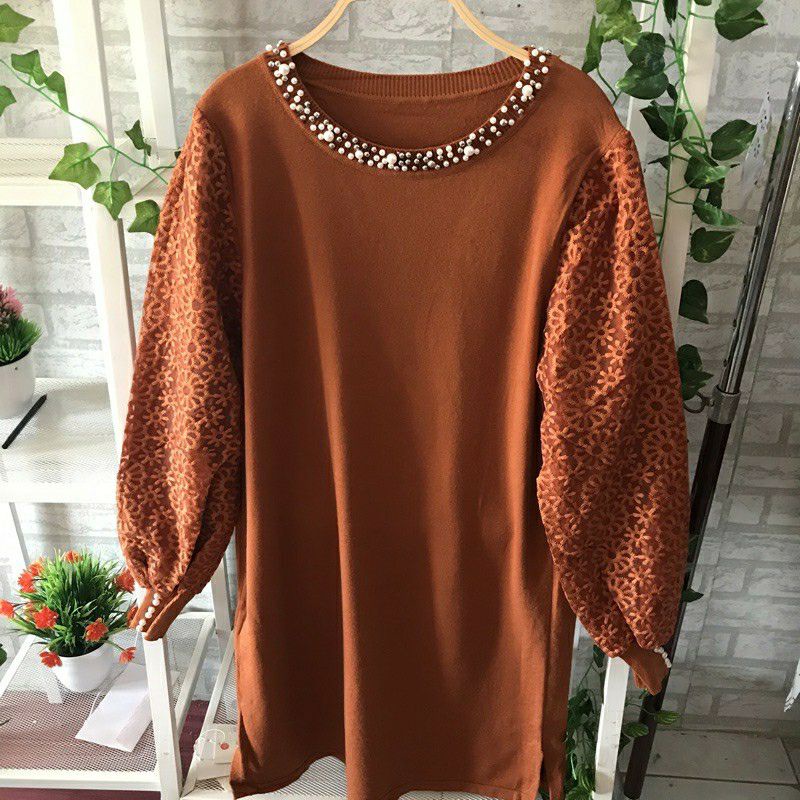 Andin tunik rajut brokat mutiara ori import