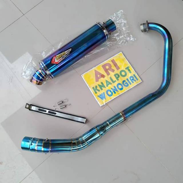 Knalpot creampie blue for satria fu. Vixion. Tiger. Sonic. Cbr. Cb old. Dll ada