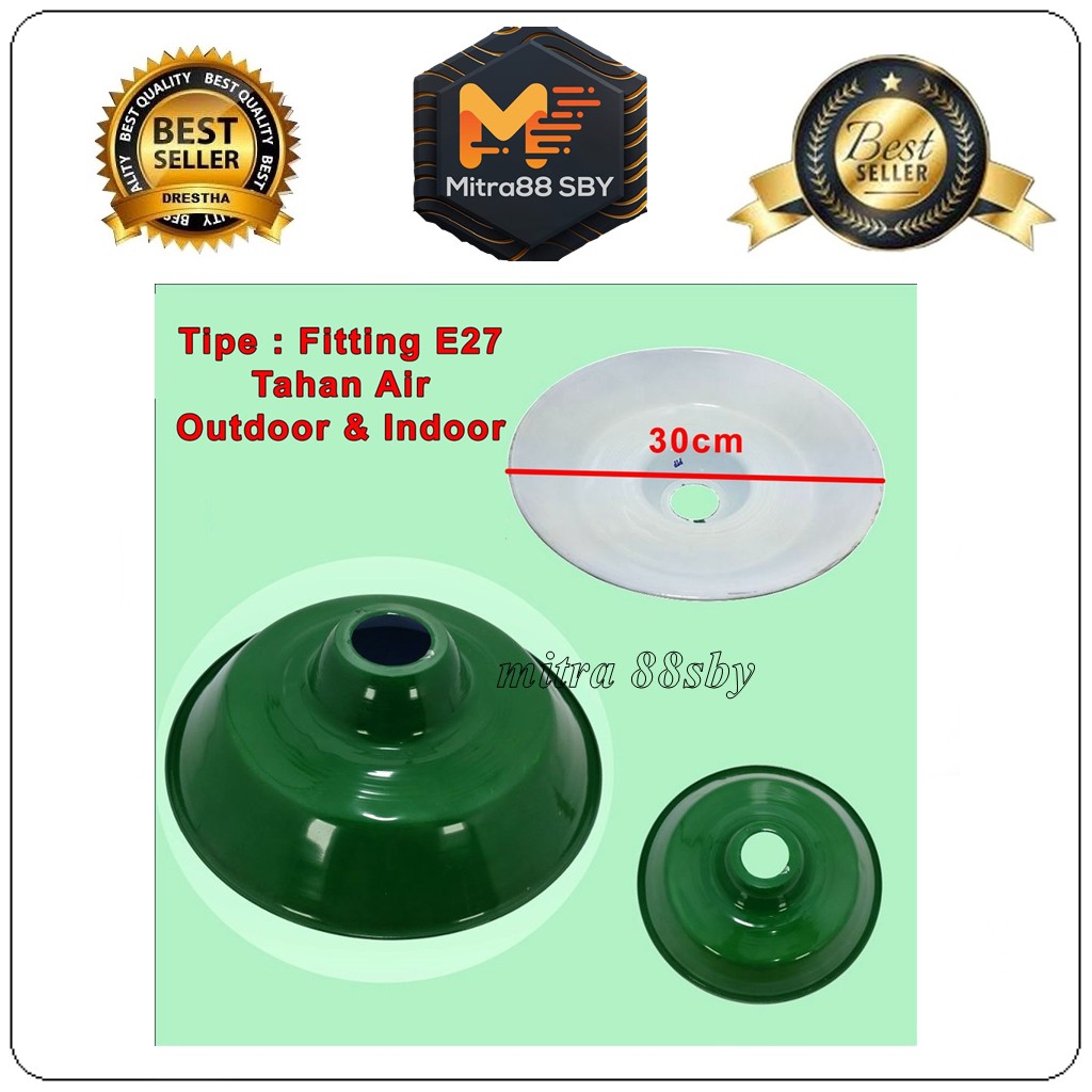 Mitra88sby kap lampu hijau ( ijo ) e27 fitting lampu besi wd e27