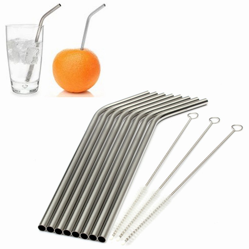 Sedotan Stainless Steel Bending Straw Stainless Steel Capillary 4 Pcs