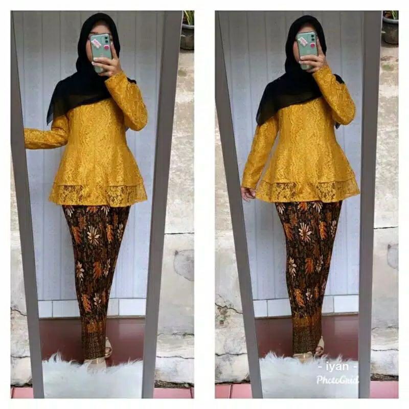 NEW PICT !!! setelan kebaya brokat peplum laser cut / kebaya wisuda