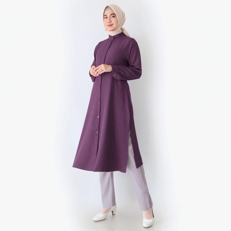 KEMEJA LONG TUNIK POLOS STANDART LD 106 BAHAN SHAKILA PREMIUM &amp; CRINKLE PANJANG WANITA