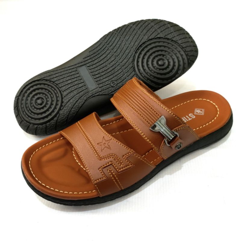 Sandal pria terbaru STIFANO KC 01, 02, 03 kulit sintetis + acesories premium