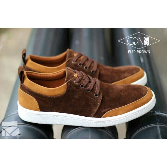 Flip Brown | Sepatu Kets Sporty Santai Kasual Laki Pria Cowok Sneakers Footwear Ori | FORIND x GDNS