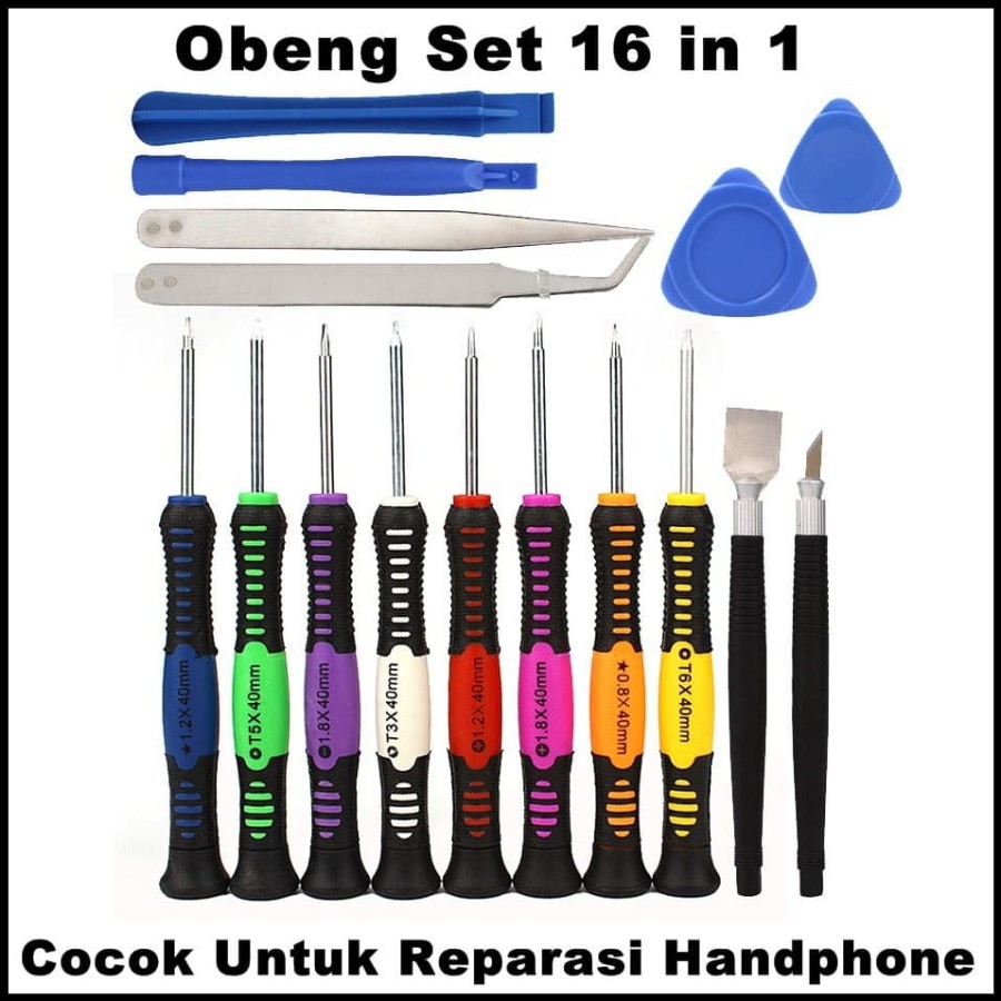 Obeng Hp Set 16 in 1 Reparasi Servis Smartphone Handphone SetTools Kit