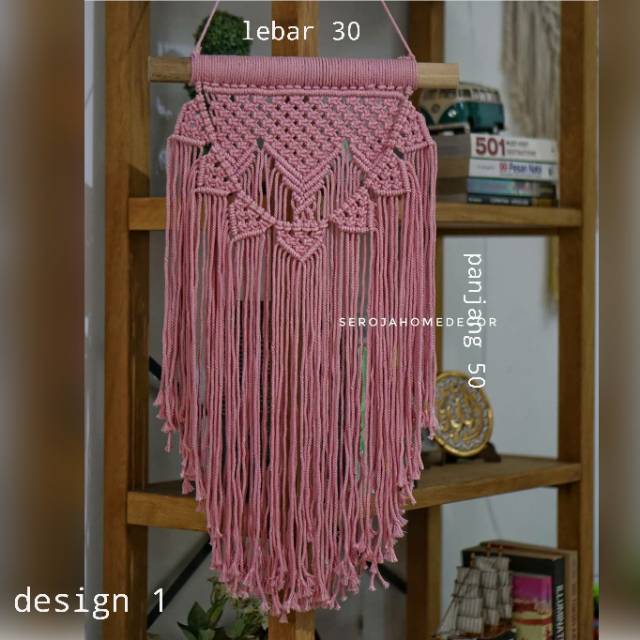 Macrame tali rajut hiasan dinding gantung frame