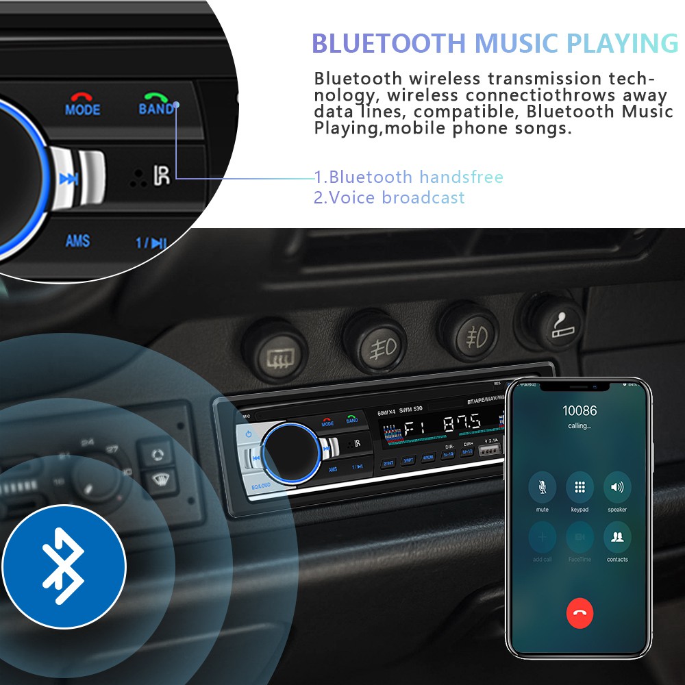 Tape Mobil Audio Mobil Single Din Car Audio JSD - 530 Multifungsi Bluetooth USB MP3 Charger