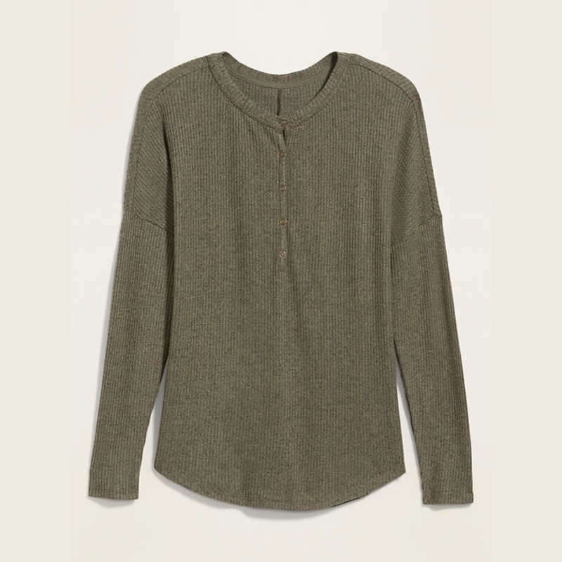 OLDNAVY WAFFLE KNITTED TOP - ATASAN SWEATER RAJUT ORIGINAL BRANDED-KNIT OLIVE