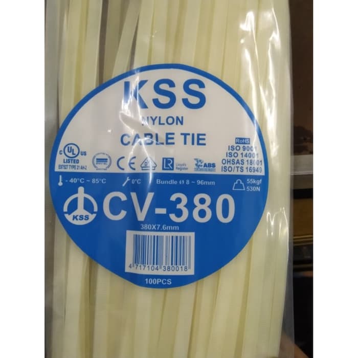 Cable Ties KSS CV 380 / Kabel Ties KSS CV380 (Hitam/Putih) 100 Pcs
