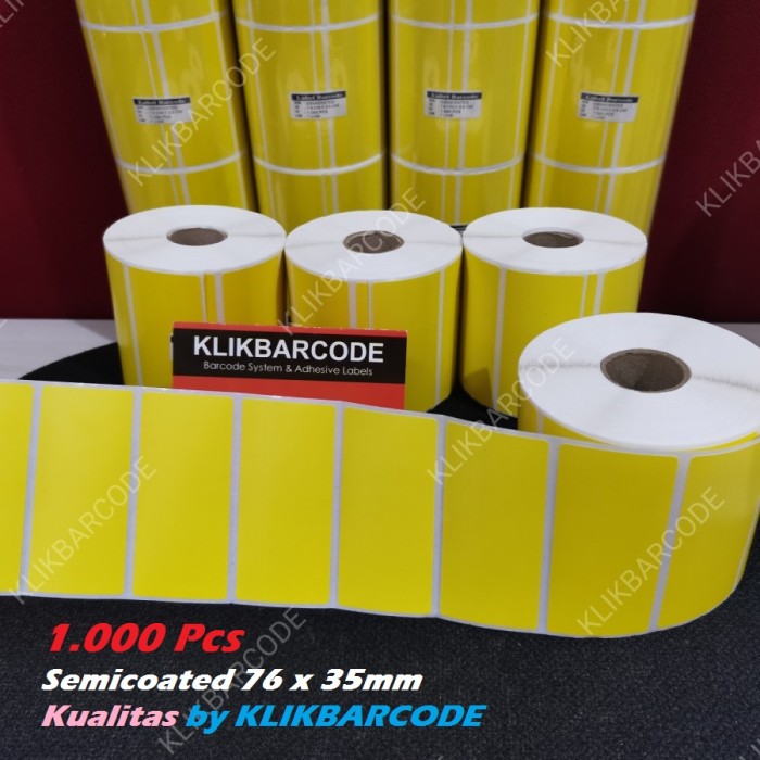 

PROMO LABEL STICKER BARCODE 76 X 35 MM - KUNING - SEMICOATED - 1000 PCS