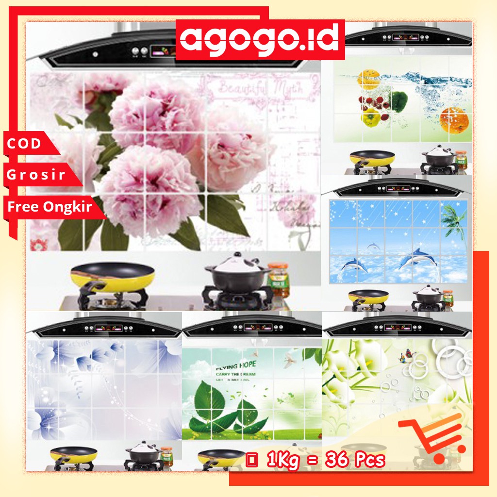 AGG-108 Wallpaper dapur / Stiker Dinding Dapur /  Wall Sticker Anti Minyak Dapur Motif