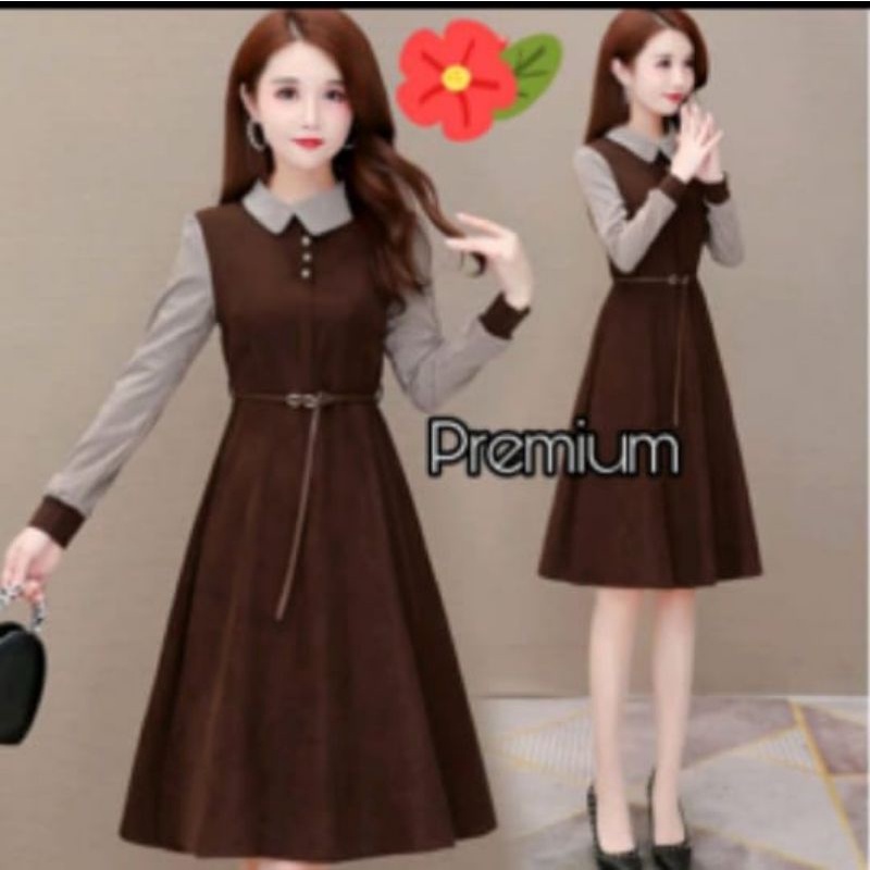 dress Korea coklat