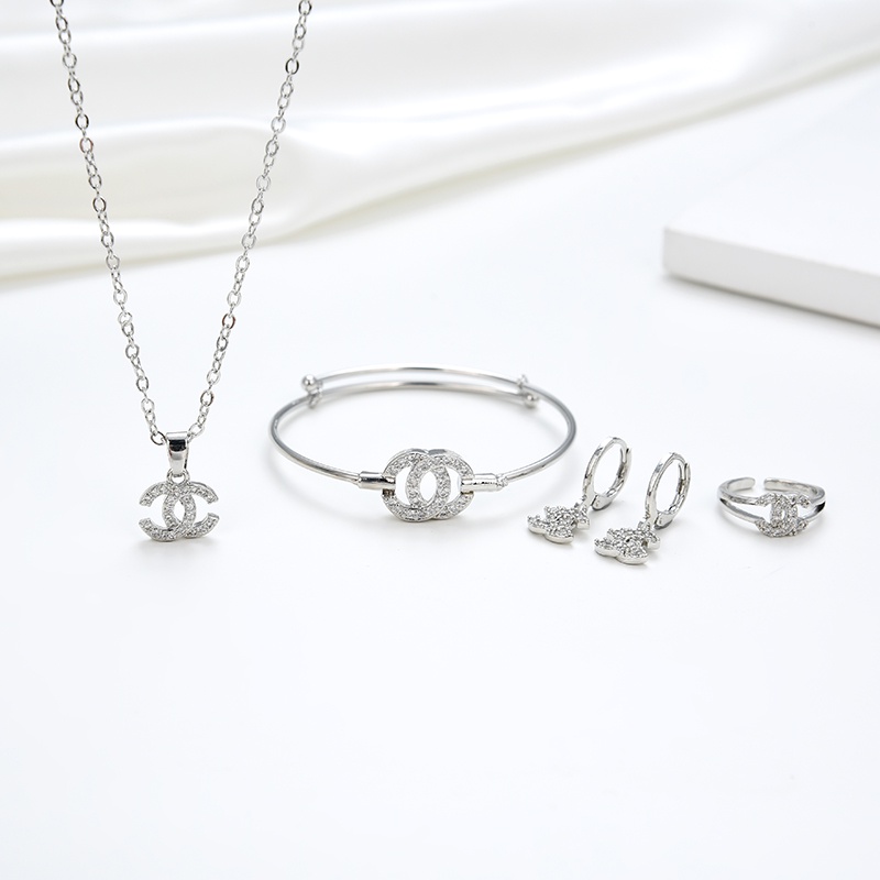 Agate 70S Set Perhiasan Titanium Anak Wanita Anti Lapis Emas Karat Isi Love Silver Dan Tidak Luntur 