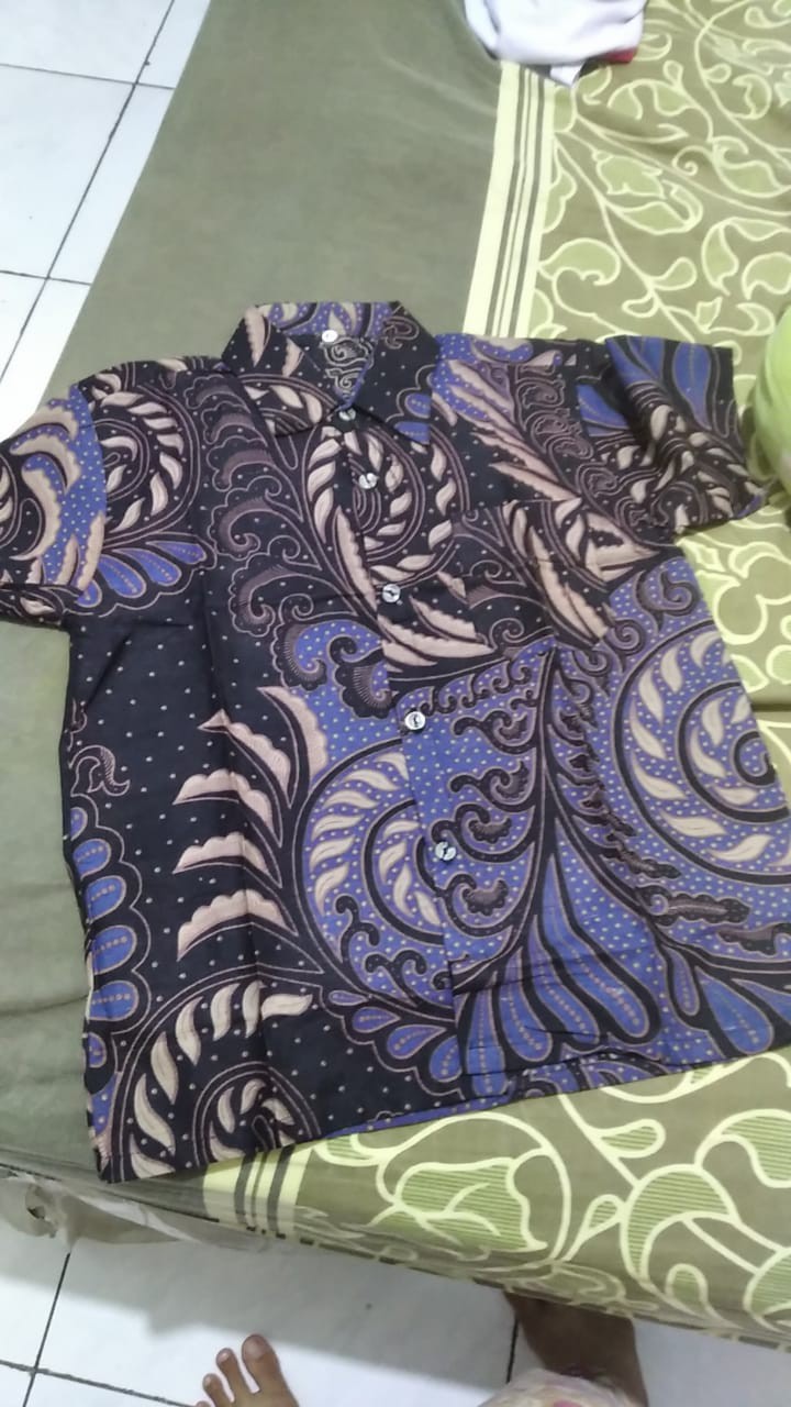 Batik Couple Ayah & Anak Laki Batik Couple Motif Puser Biru