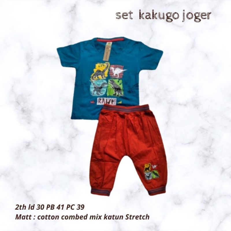 setelan kakugo joger / setelan joger anak laki-laki / baju setelan anak laki-laki motif dinosaurus