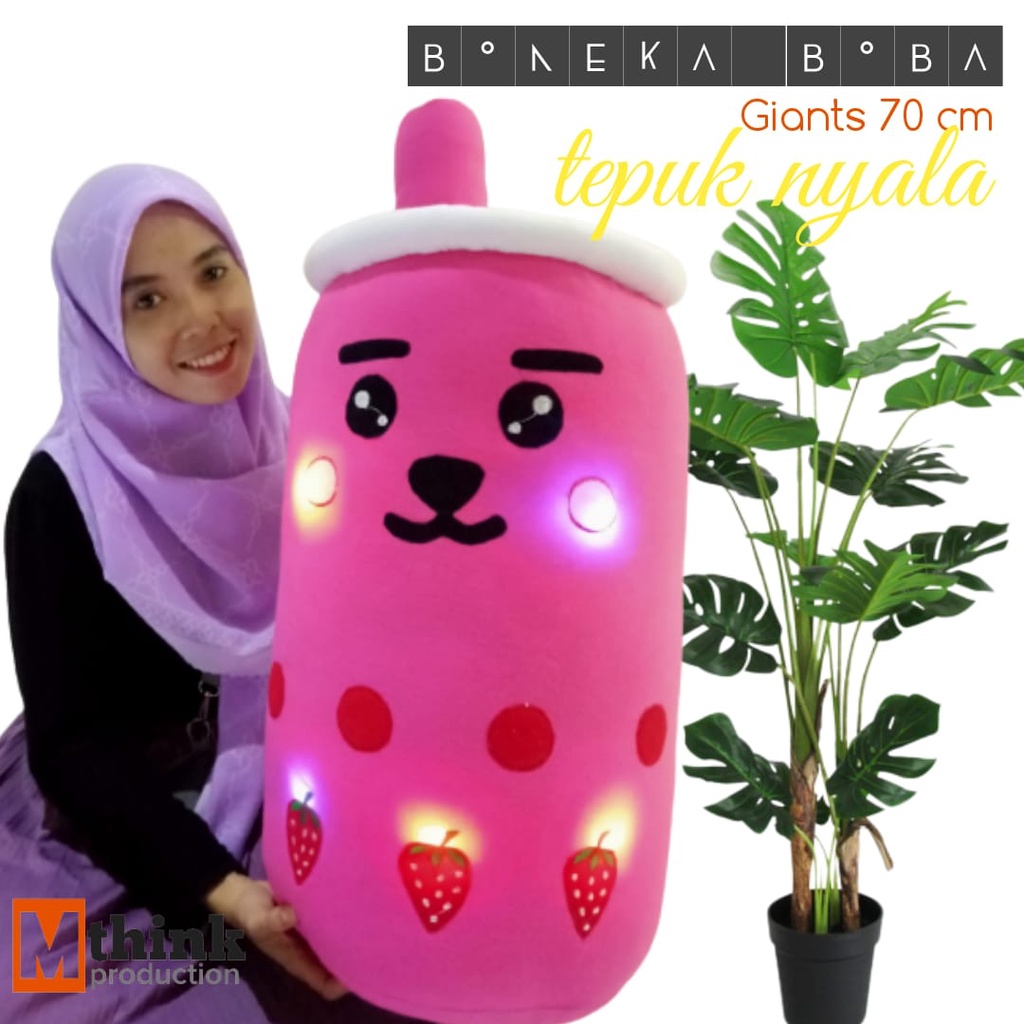 ⭐BISA COD⭐ Boneka boba / bantal boba jumbo 70cm LED lampu tepuk nyala SNI ya