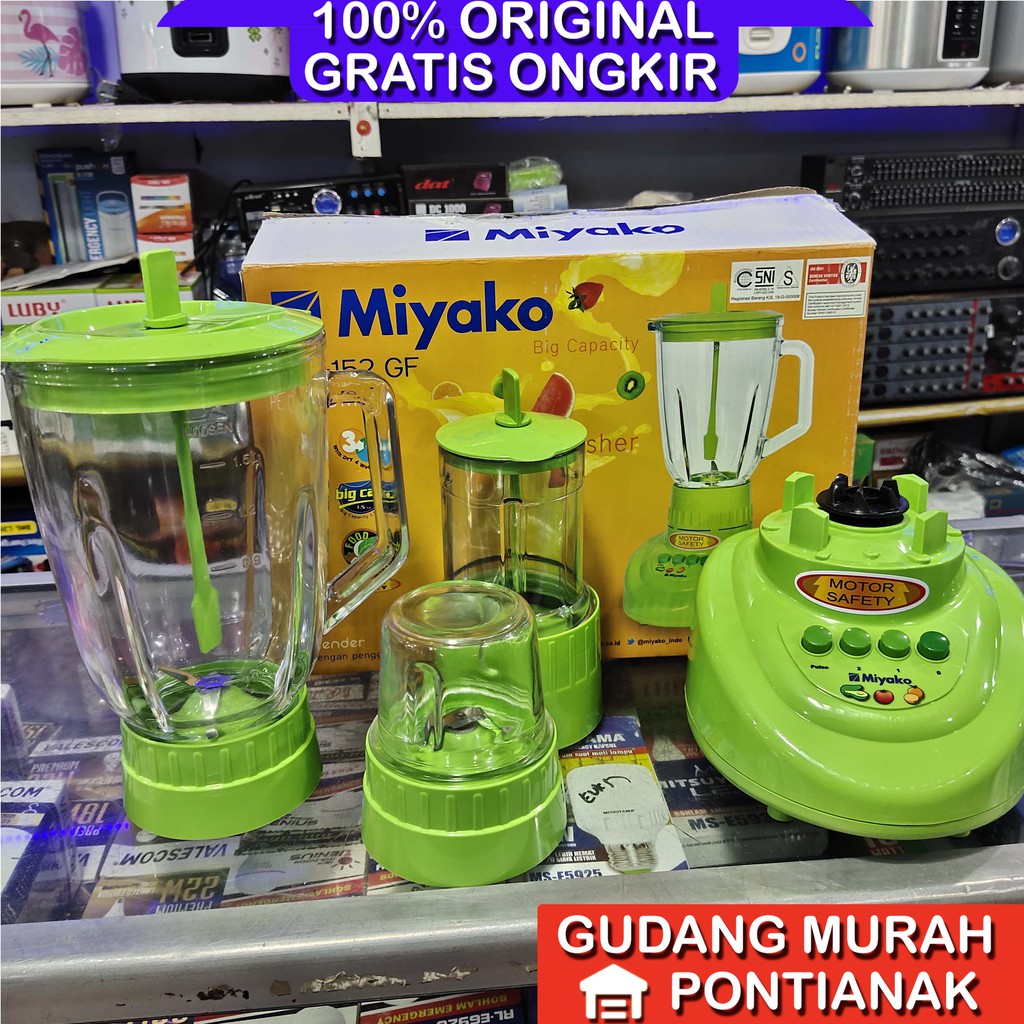 Blender Miyako BL 152 GF 1,5 Liter 1.5 kapasitas besar Kaca 3in1 pelumat bumbu kering dan basah jus