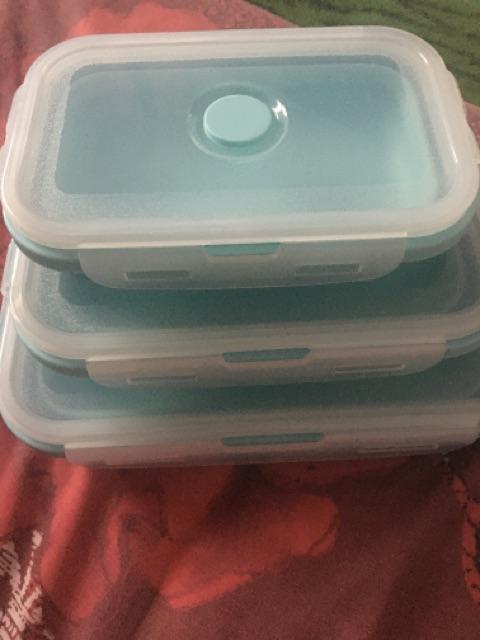 Kotak Makan Lipat Silikon Lunch Box Praktis Tempat Makan Portable Wadah Makan Susun