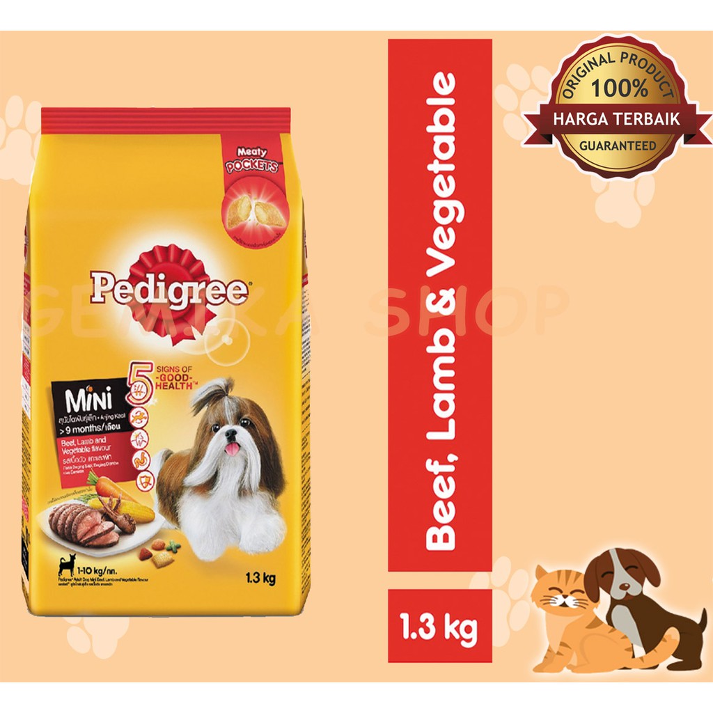 PEDIGREE MINI BEEF LAMB &amp; CHICKEN 1,3kg - Makanan Anjing