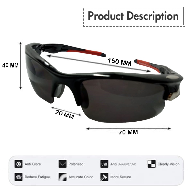 Original Kacamata Sepeda Polarized Terpolarisasi Pria Bersepeda Kacamata UV400 FREE CASE Kacamata Olahraga Kacamata Hitam Pria Wanita  Kacamata Sunglasses Man Women UV Protection Kacamata Termurah Terlaris